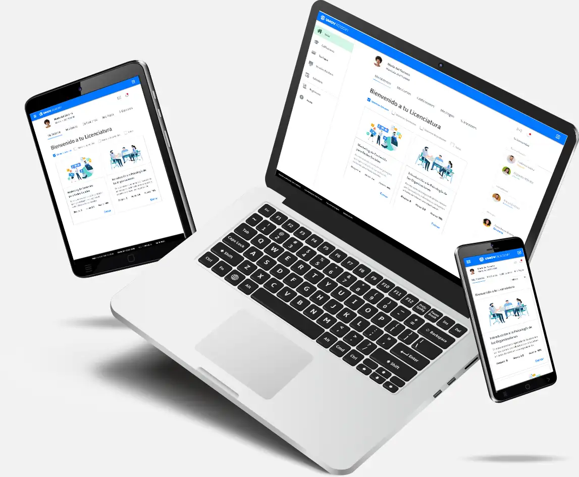 Plataforma UMOV en computadora, tableta y celular